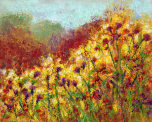 Ostrovska, Kseniya: Field of Yellow and Purple Wildflowers