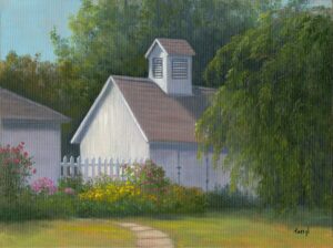 Gabel, Tarryl: White Picket Fence and garden, Swan Farms